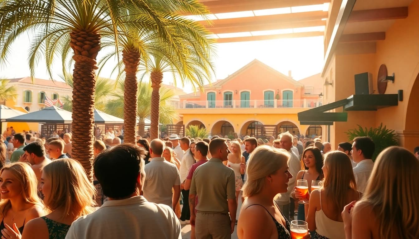 Social club Lloret de Mar bustling with energy, showcasing lively interactions among guests.
