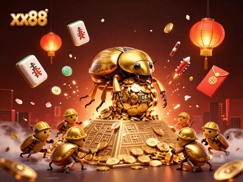 Experience xx88 with a vibrant 3D circus of colorful casino elements creating excitement.