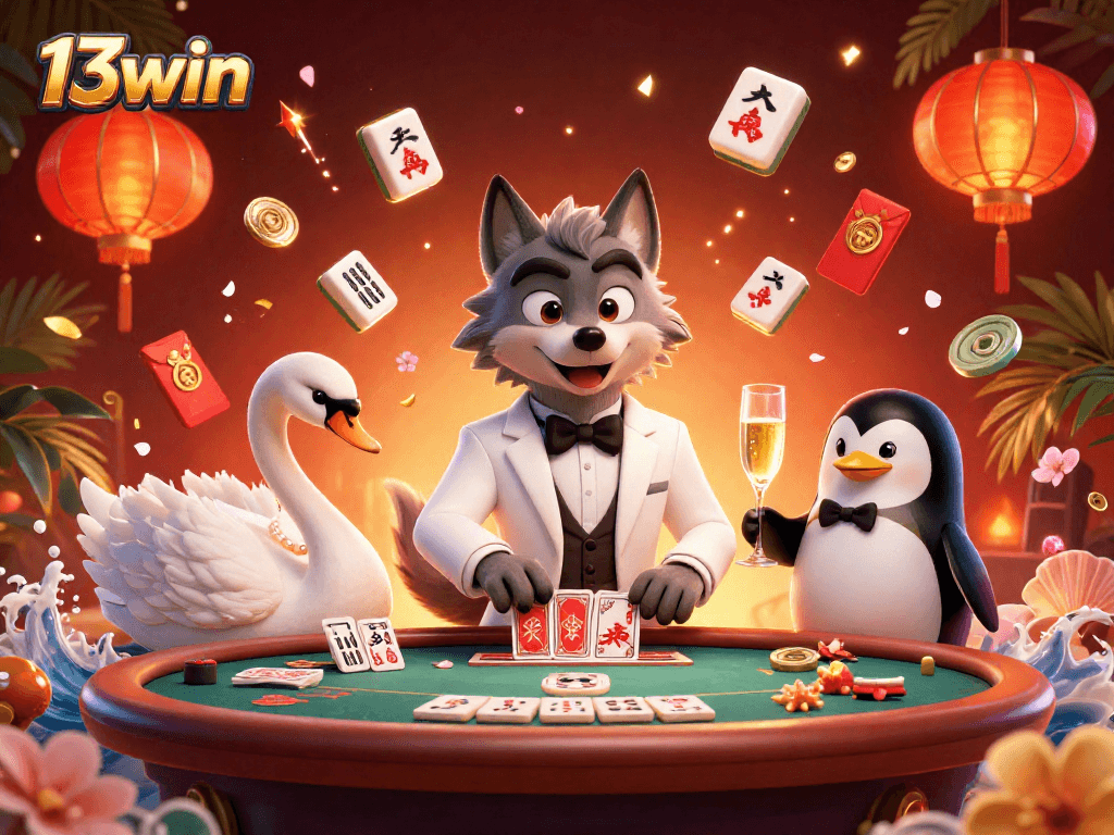 Join the exciting 13win baccarat experience with a sophisticated wolf and swan duo