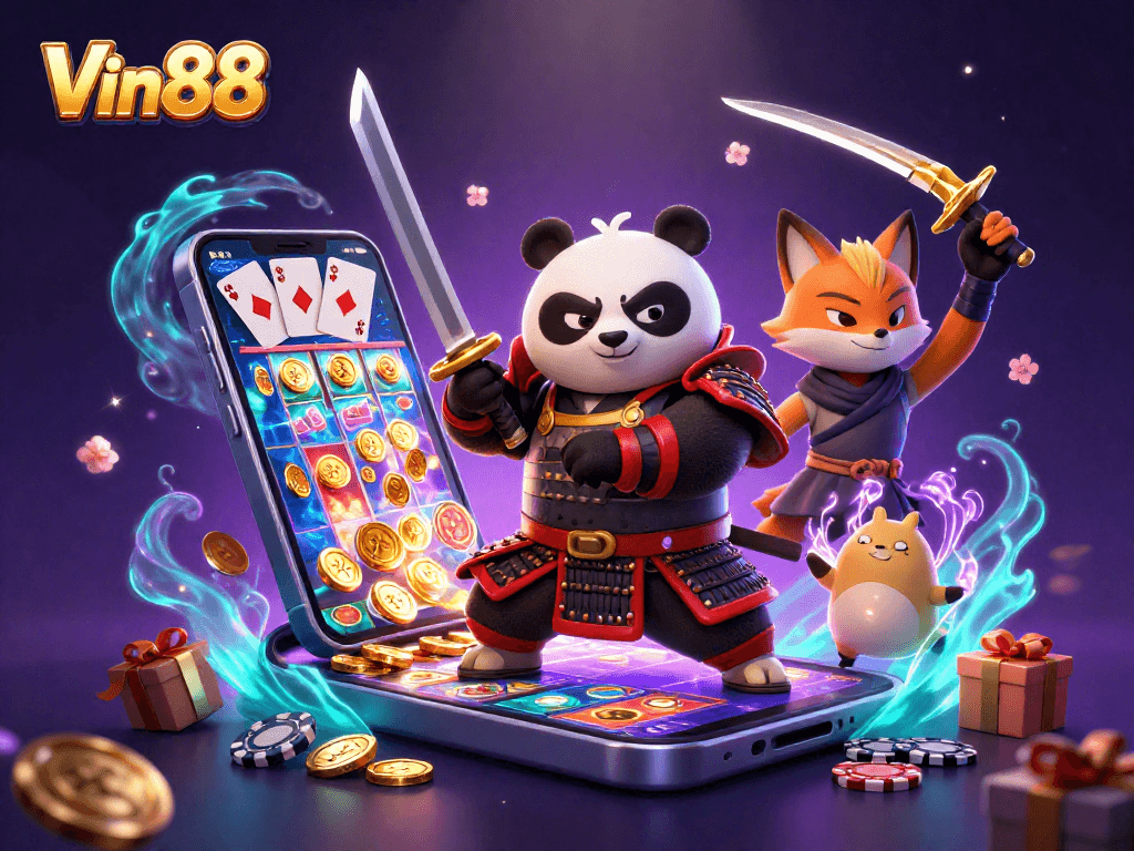 Engage with Vin88 as the panda samurai, ninja fox, and tanuki create a vibrant casino world.