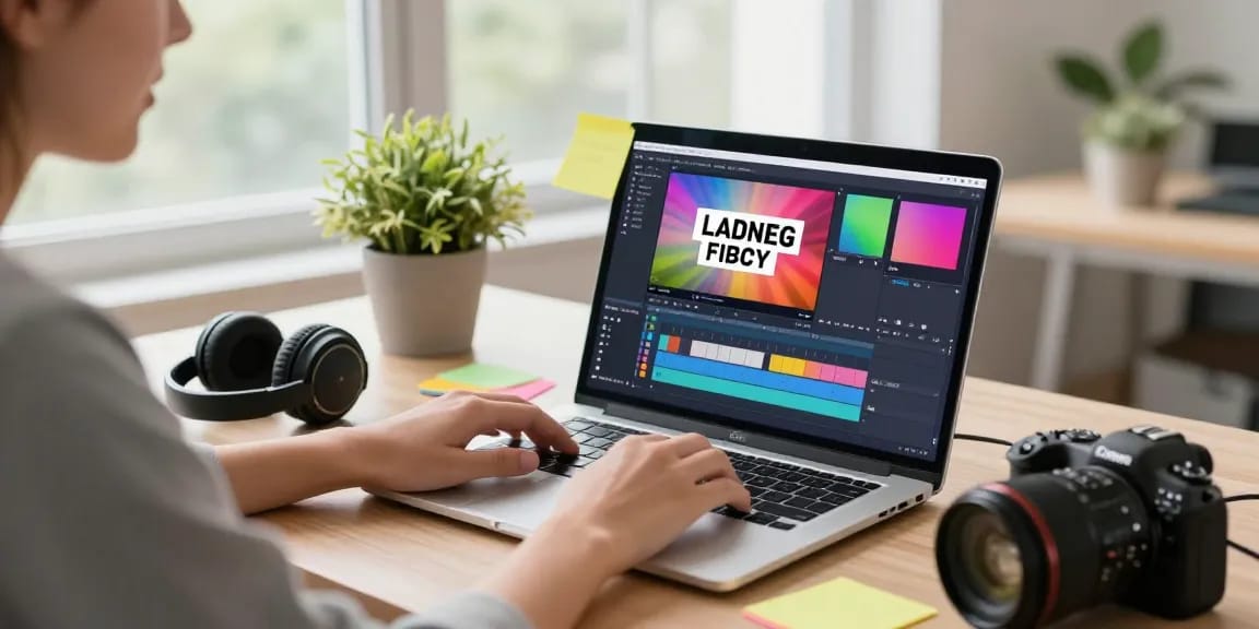 Easily add overlay text to videos in a bright editing workspace with modern equipment.