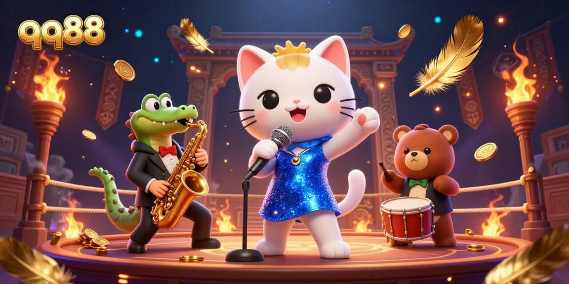 Experience thrilling moments with qq88 as 3D characters perform in a vibrant casino scene full of excitement and gambling.
