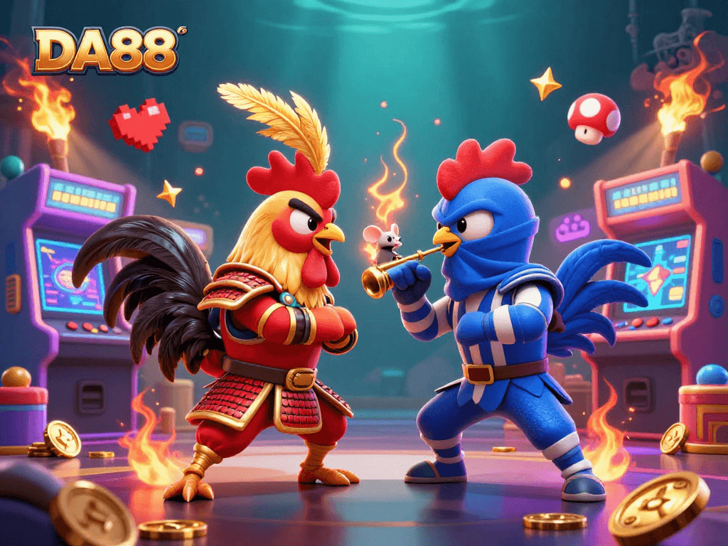 Experience the thrilling action at DA88 with epic rooster battles and colorful gaming elements.