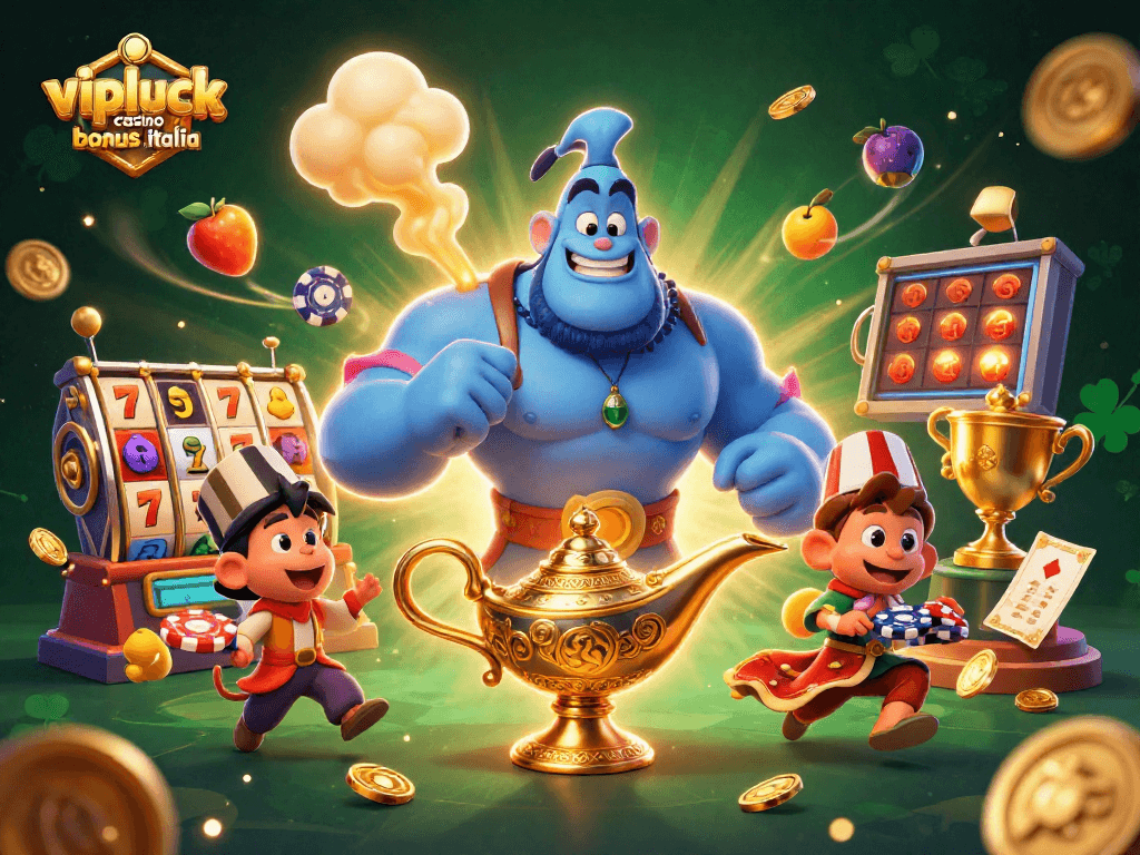 Gioca al vipluck casino bonus italia con simboli delle slot e personaggi magici in un'atmosfera coinvolgente.