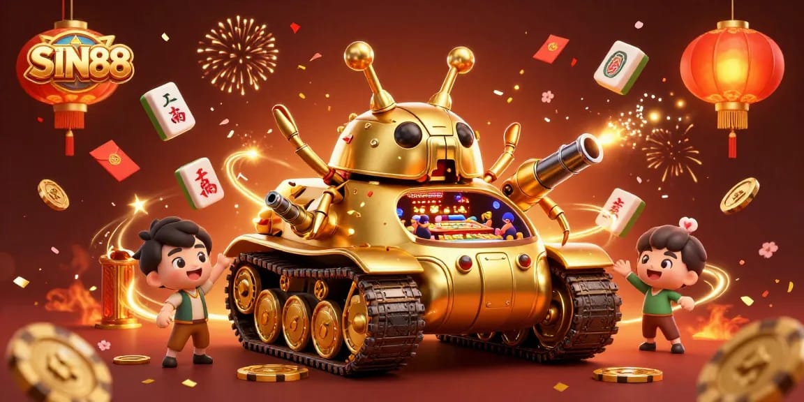 Experience the excitement of SIN88 with a vibrant 3D casino scene bursting with energy and celebration.