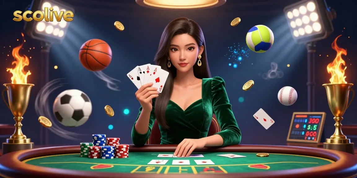 Socolive enhances entertainment with a beautiful Asian woman playing cards at a poker table.