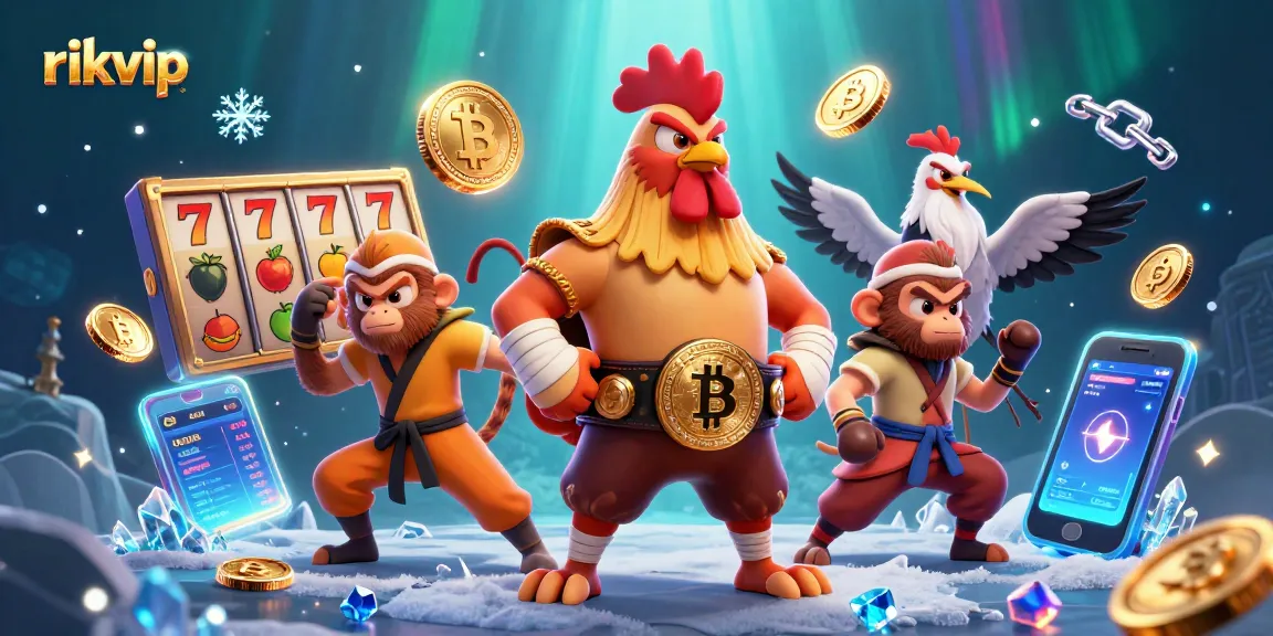 Win big with rikvip while enjoying a vibrant casino experience featuring animated characters and slot elements.