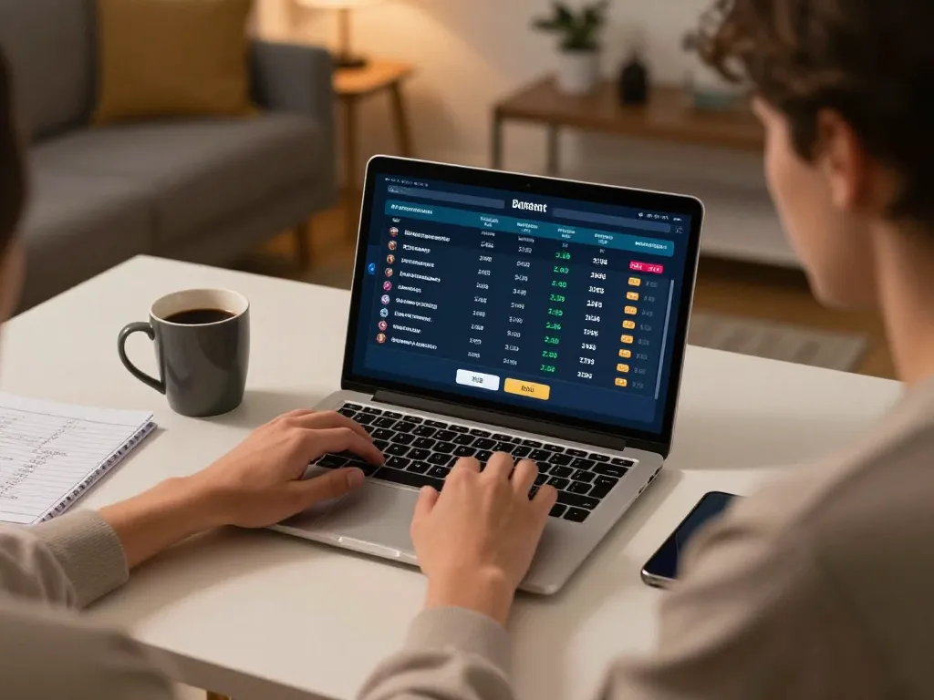 Betting on 11BET with focused strategy at home desk, showcasing a sports betting setup.