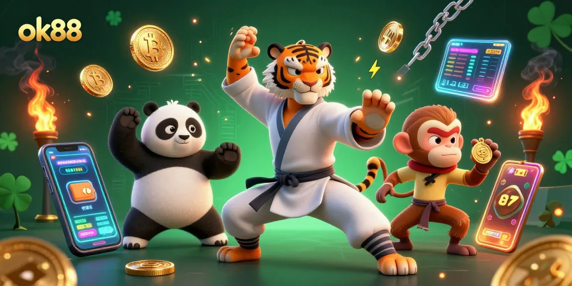 Experience the thrilling excitement of ok88 with a vibrant casino scene featuring dynamic characters.