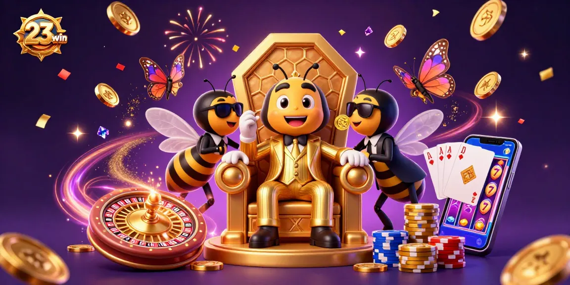 Experience the thrilling casino environment with 23win's vibrant 3D gaming characters and elements.