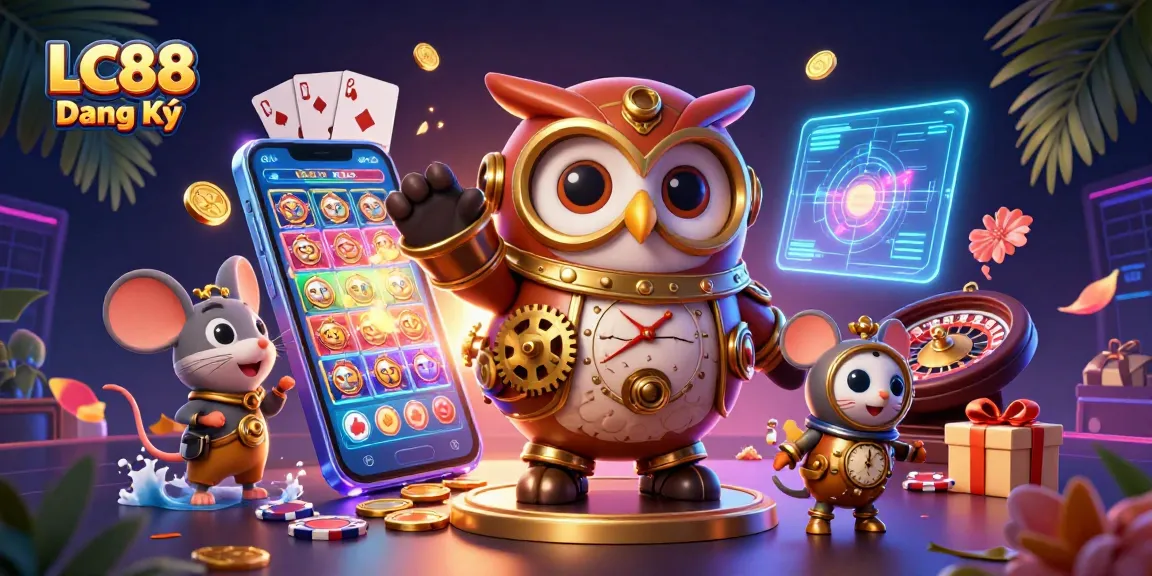 Win big at LC88 Đăng Ký with exciting slots and casino games in a vibrant 3D scene.