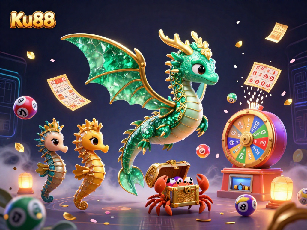 Immerse in the vibrant world of Ku88, featuring a treasure-filled adventure with casino games and dynamic elements.