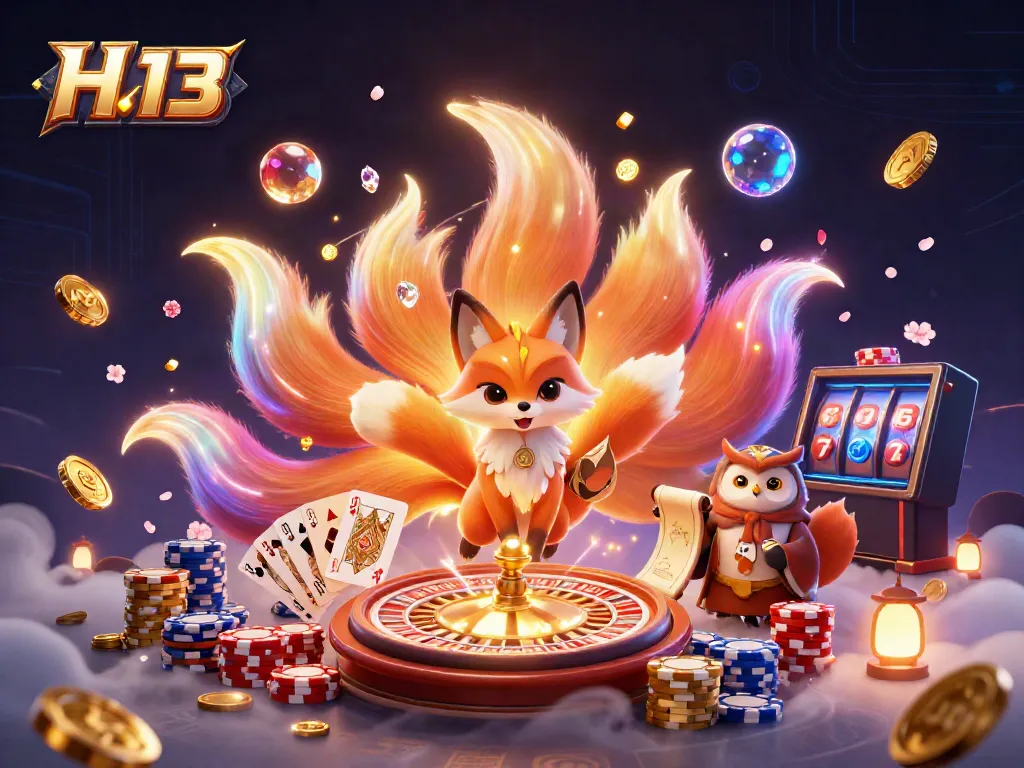 Experience the magic of H 13 in this vibrant casino scene filled with colorful characters and game elements.