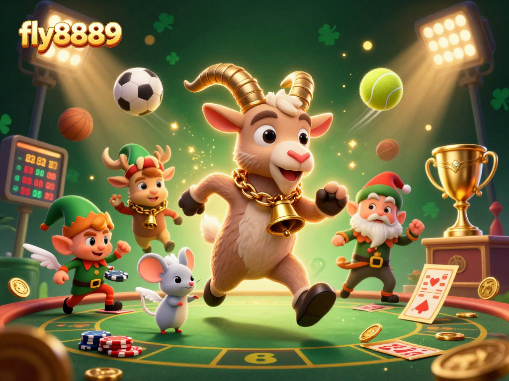 Experience the excitement of fly8889 with a festive casino scene featuring Krampus and elfish antics.