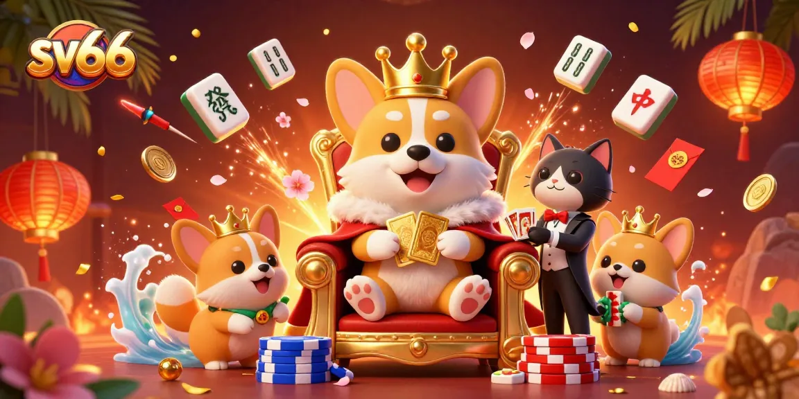 Experience the action with sv66’s elite casino ambiance featuring the royal corgi and vibrant gaming elements.