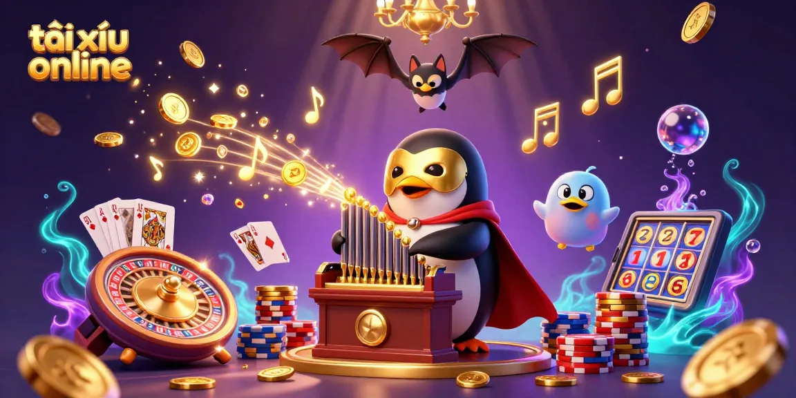 Experience exciting tài xỉu online action with a colorful casino scene full of golden coins and game elements.