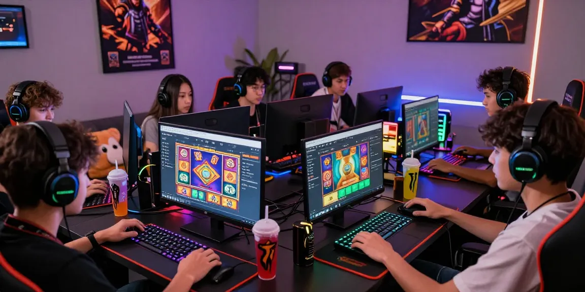 Players enjoying rokok88 slot games in a vibrant gaming room with engaging visuals.
