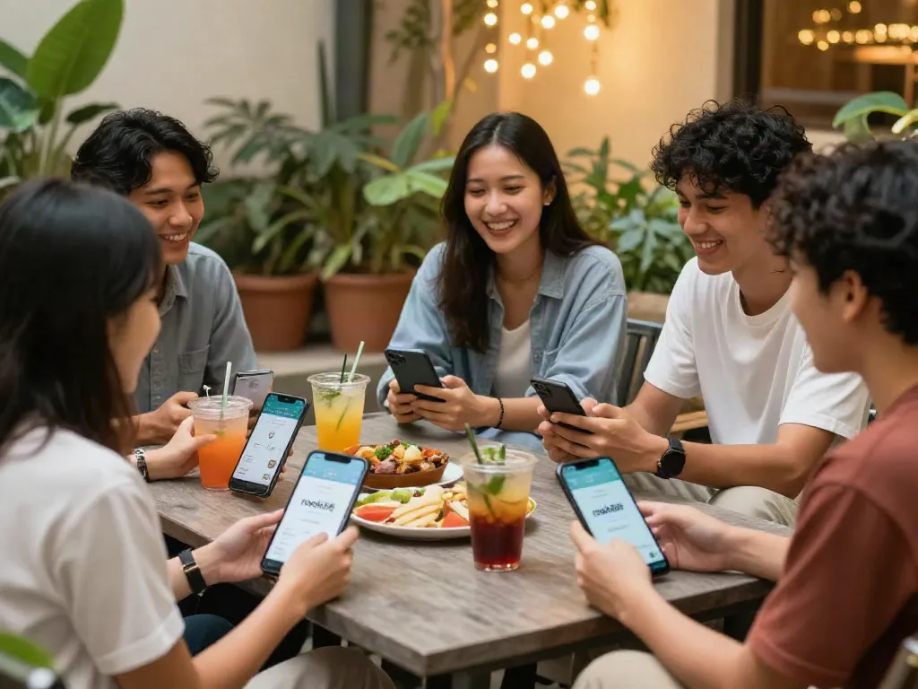 Friends enjoying rokok88 experiences together outdoors with drinks and snacks.