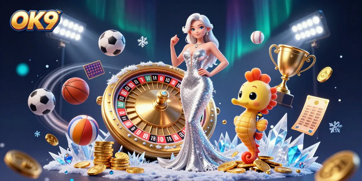 Play and win at OK9 with thrilling casino games featuring a stunning mermaid and seahorse in 3D.