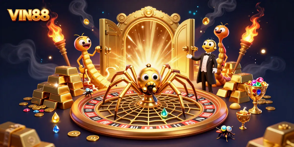 Experience the excitement of VIN88 while betting at the roulette-themed web spun by a magical spider.