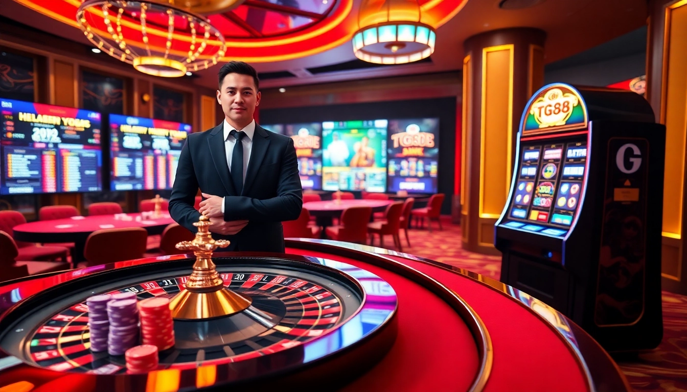 Tg88 online casino scene featuring a vibrant casino table and immersive gambling elements.