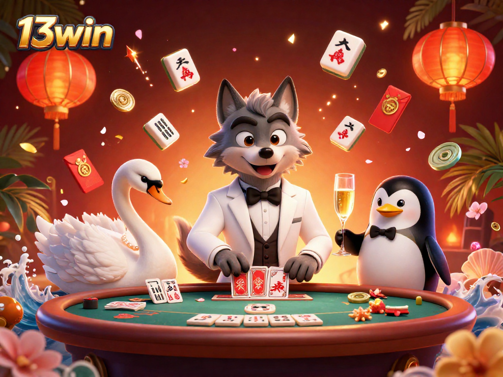 Join the exciting 13win baccarat experience with a sophisticated wolf and swan duo