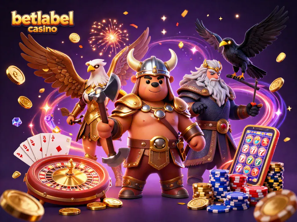 Experience thrilling moments at betlabel casino with a dynamic scene of Viking adventure and casino excitement.
