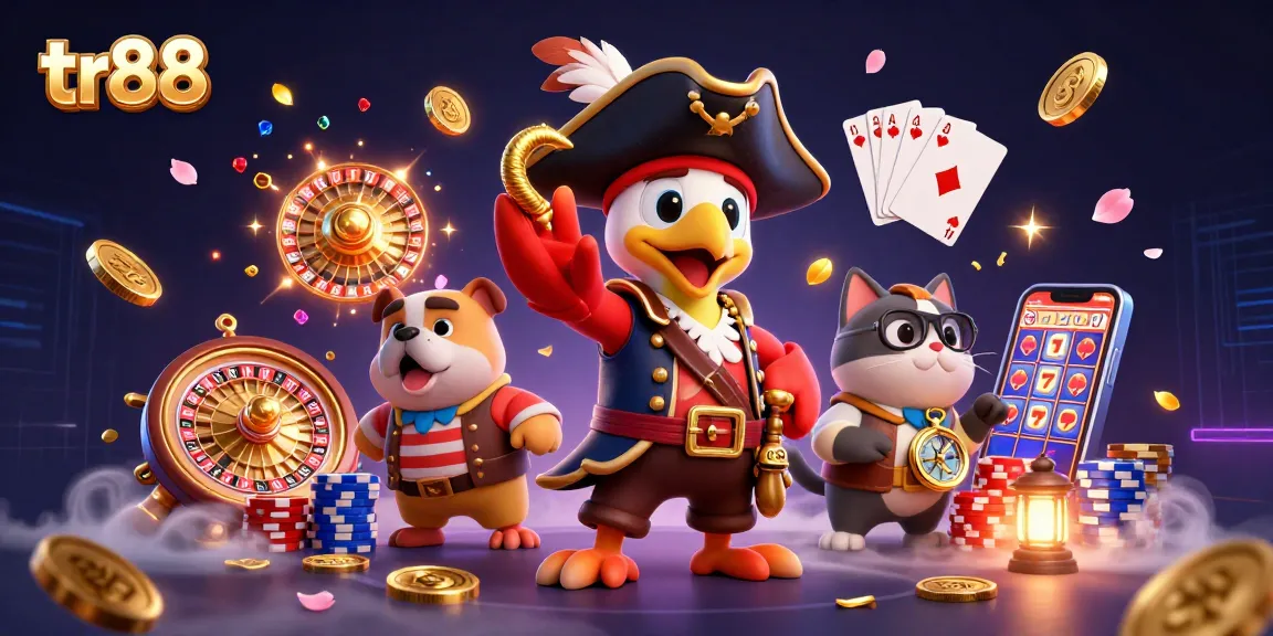 Experience thrilling gaming moments with tr88, featuring colorful casino elements and vibrant characters.