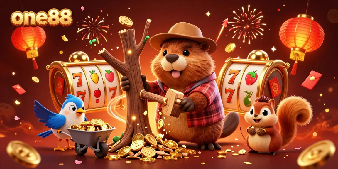 Experience vibrant gaming action with one88, featuring playful characters in a festive casino scene.