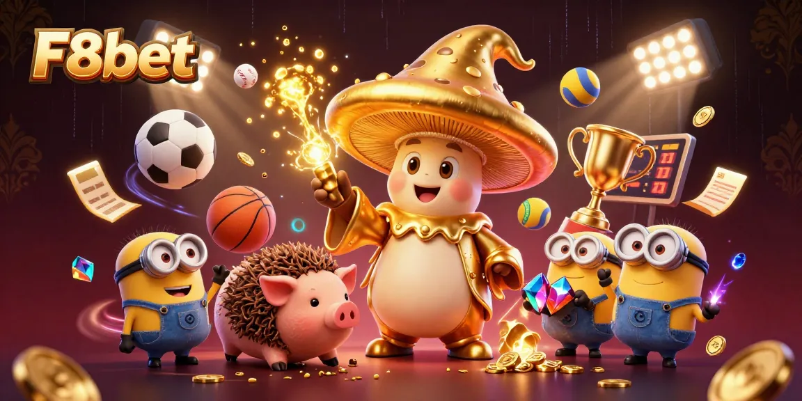 Experience thrilling sports magic at F8bet with a golden mushroom wizard and treasure-seeking pig.