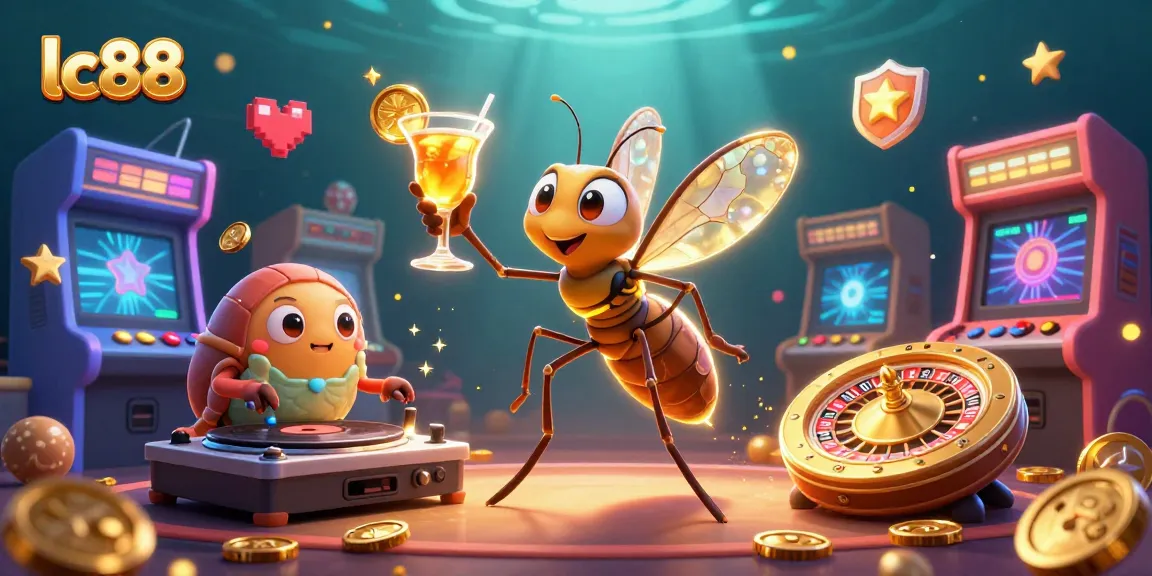 Join the adventure at lc88 with a 3D mosquito mascot and vibrant casino gaming elements.