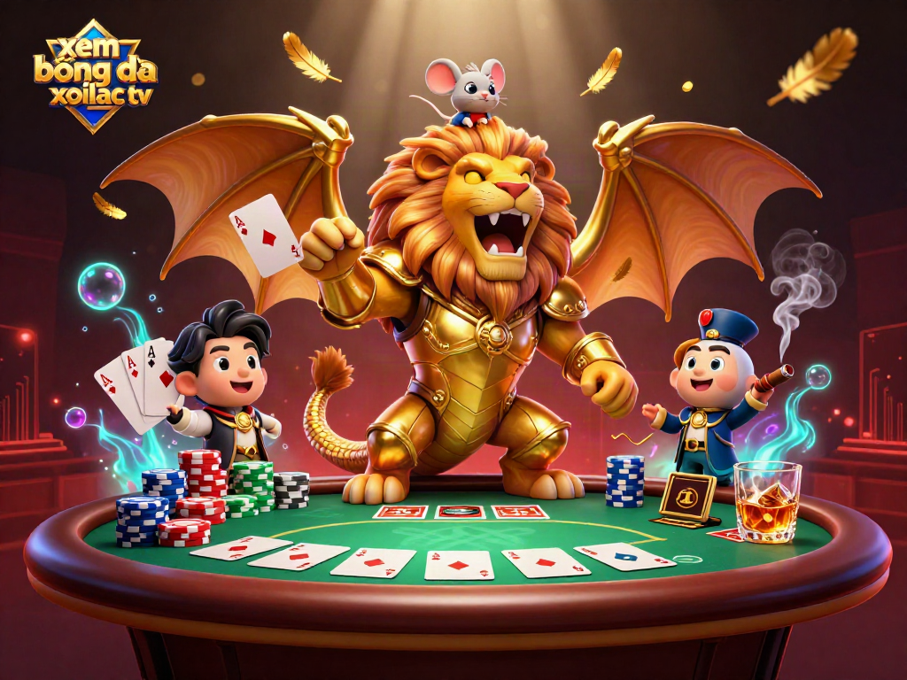 Experience thrilling action with xem bóng đá xoilac tv featuring a majestic chimera creature on a poker adventure.