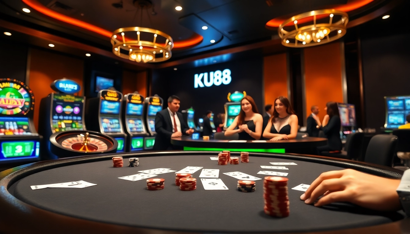 Experience the luxury of gambling at KU88 with vibrant casino visuals while playing exciting games.