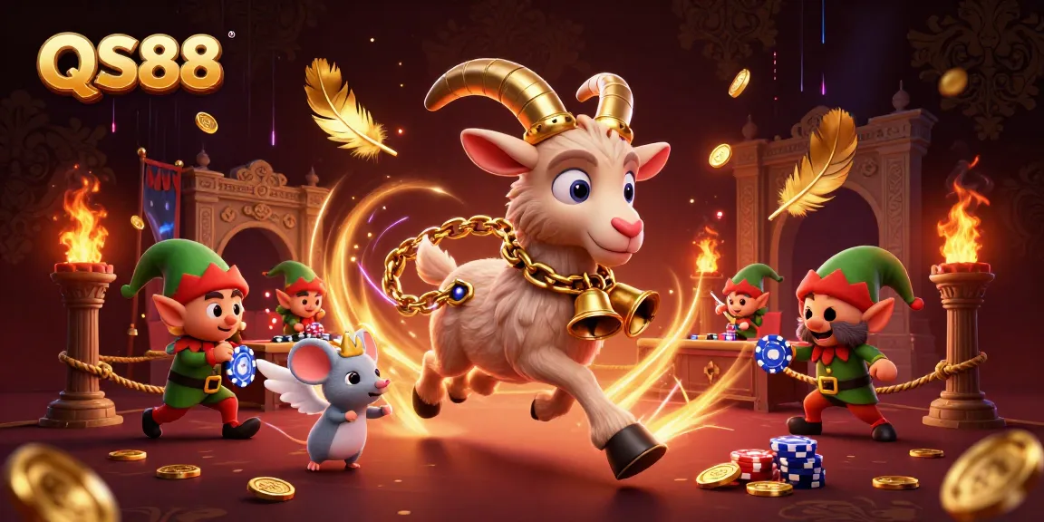 Experience thrilling gaming action at QS88 with a festive casino atmosphere featuring an enchanting goat.