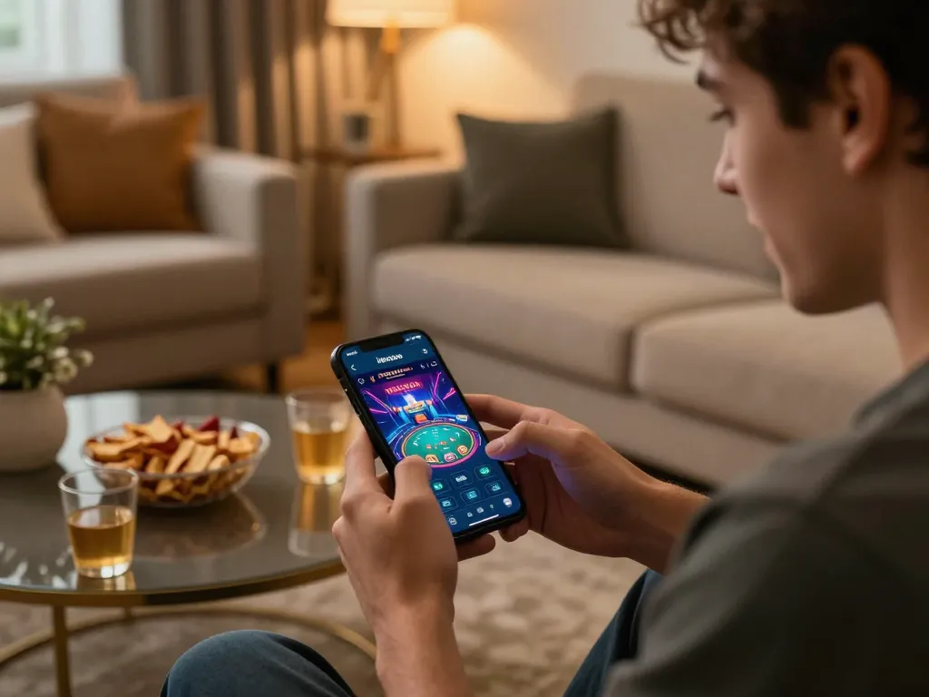 Experience seamless gaming at nhà cái Net88 with a player engaged in a live dealer game on a smartphone.