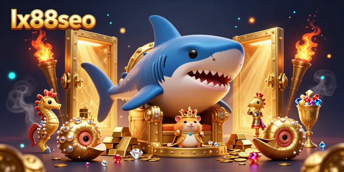 Engage with vivid lx88seo casino scenes featuring golden treasures, a hamster king, and sea creatures.