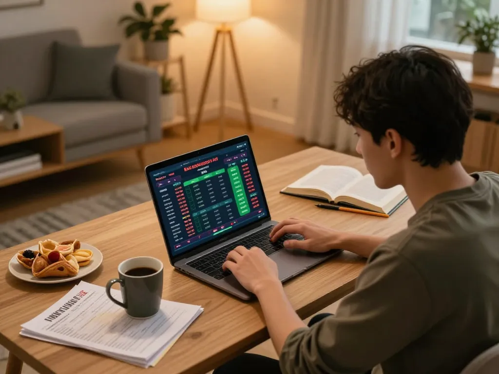 Engaging in keonhacai sports betting from home, capturing strategy and excitement.