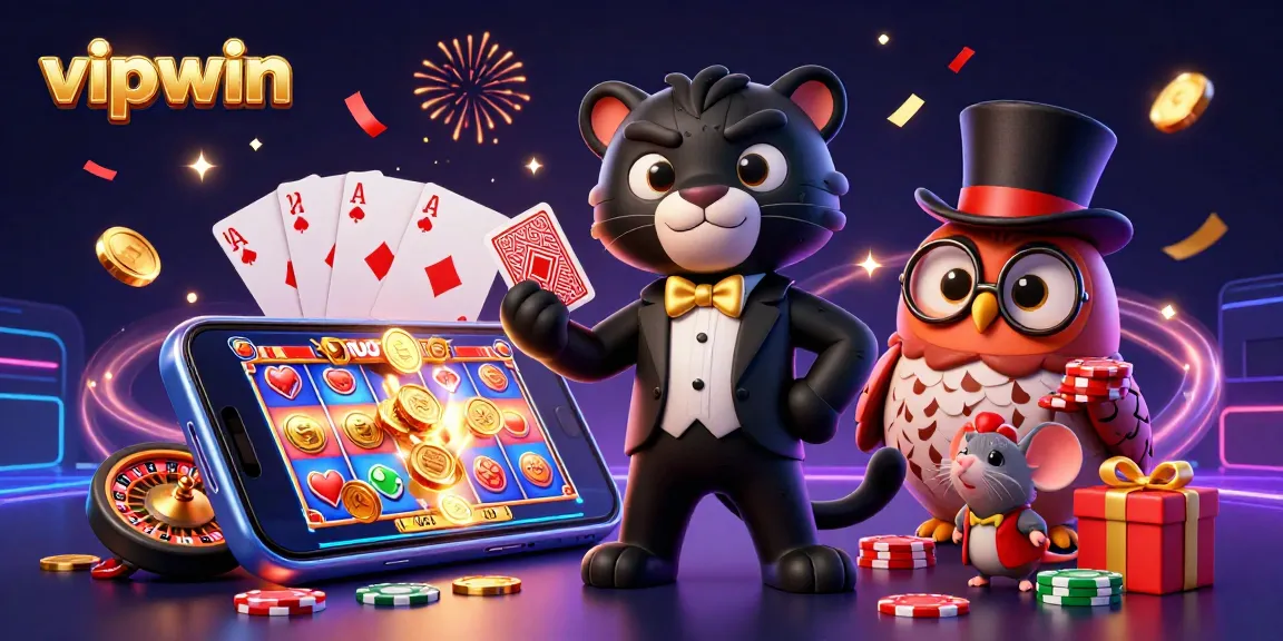 Experience thrilling games and winning strategies at vipwin's vibrant casino scene with 3D characters.