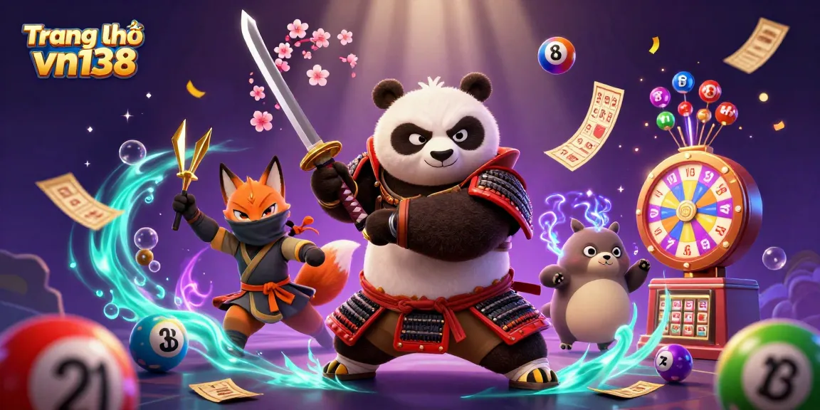 Participate in exciting games at Trang chủ vn138, featuring dynamic samurai and fox characters alongside vibrant casino elements.