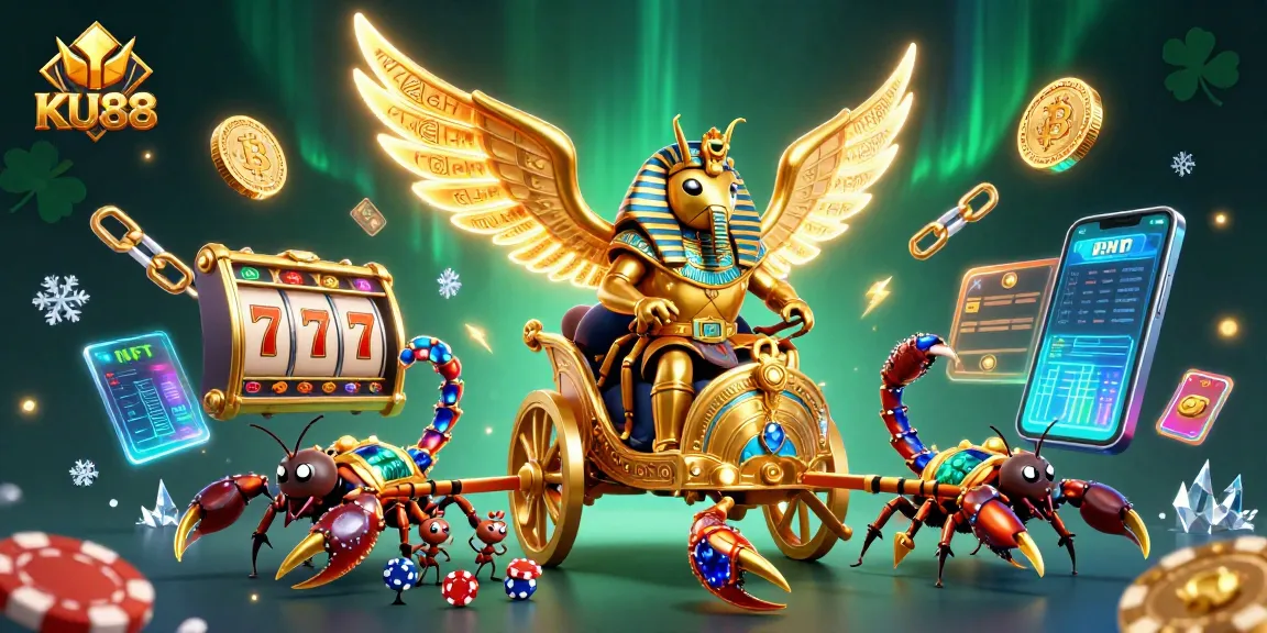 Join the excitement at KU88's dynamic casino scene with golden scarabs and shimmering jackpots.