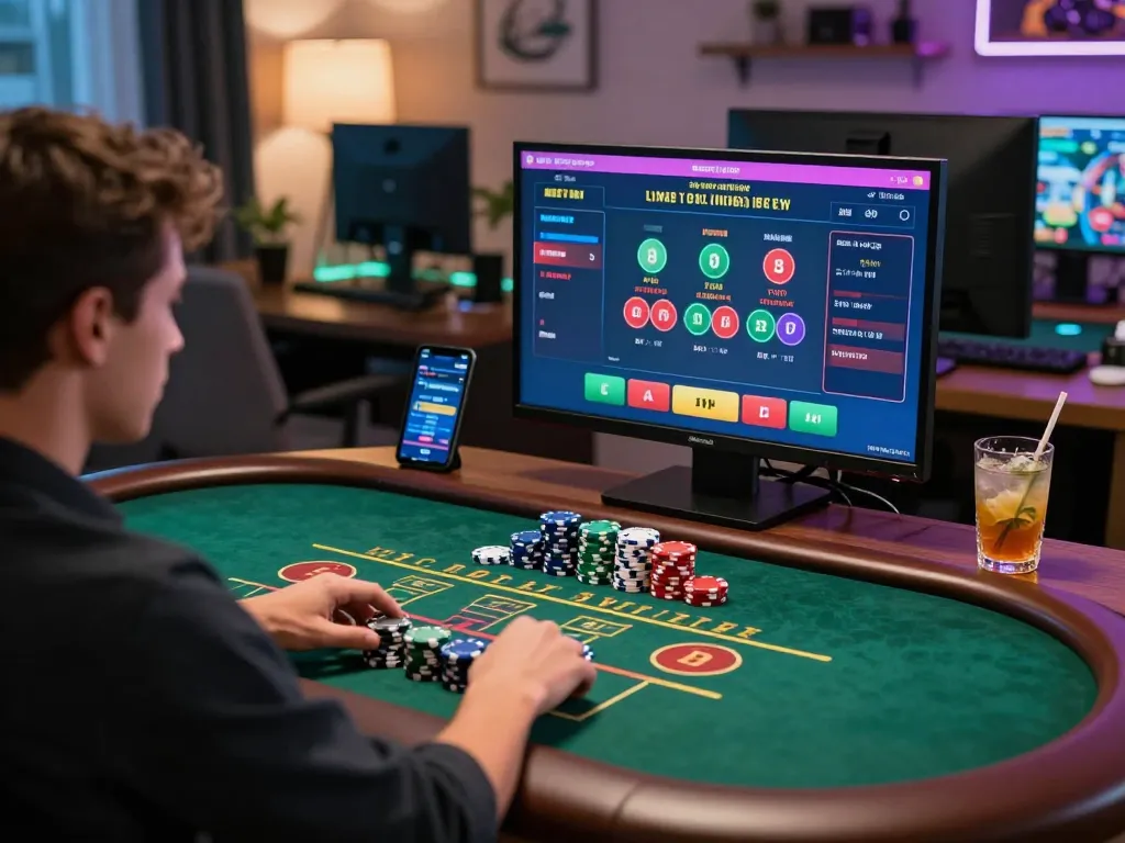Engaging user playing blackjack on Sin88 online casino, showcasing interactive gaming and responsible strategy.