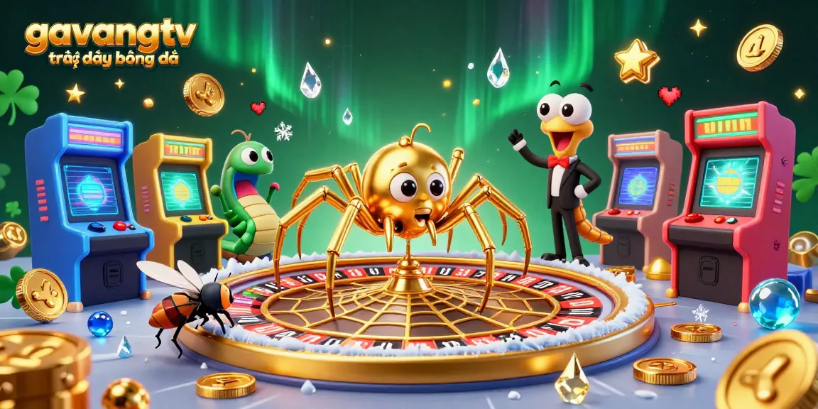 Engaging visualization of gavangtv trực tiếp bóng đá with a spider and croupier amidst vibrant gaming elements.