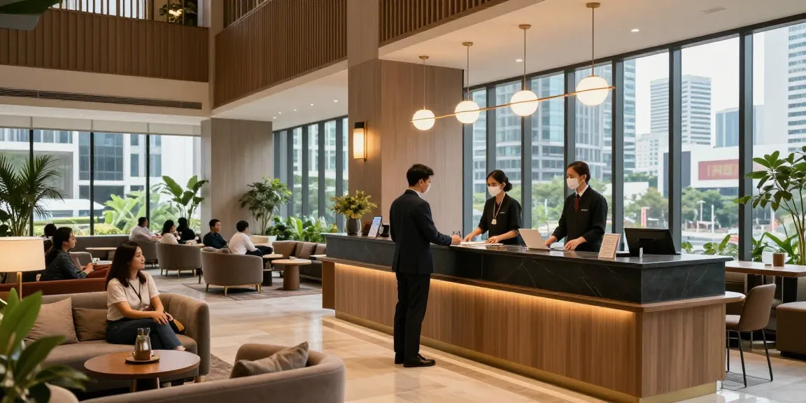 rokok88 hotel lobby with welcoming reception desk and cozy seating