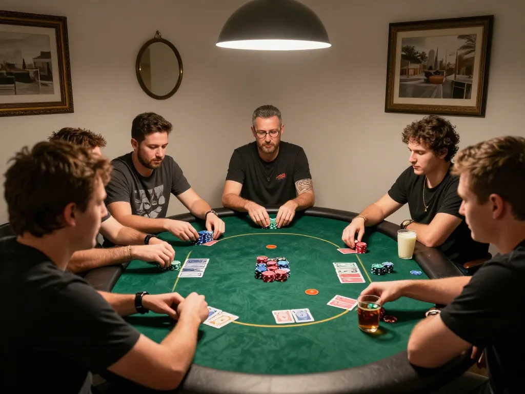 Players strategizing during a friendly poker game, enhancing cm88game entertainment experience