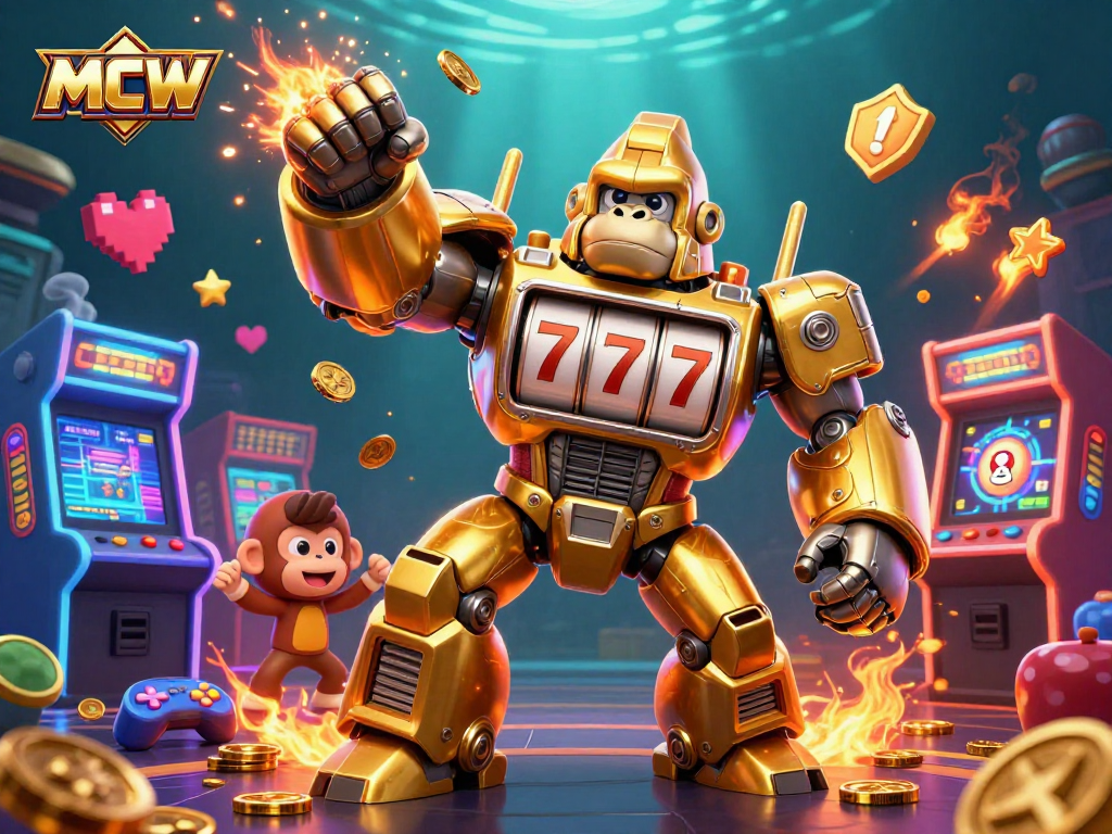 MCW offers dynamic gaming with a golden gorilla mech and explosive coins in action