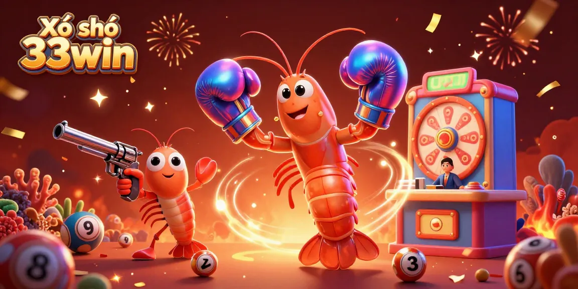 Xổ số 33win draws excitement with vibrant lottery balls and winning visuals in a colorful scene.