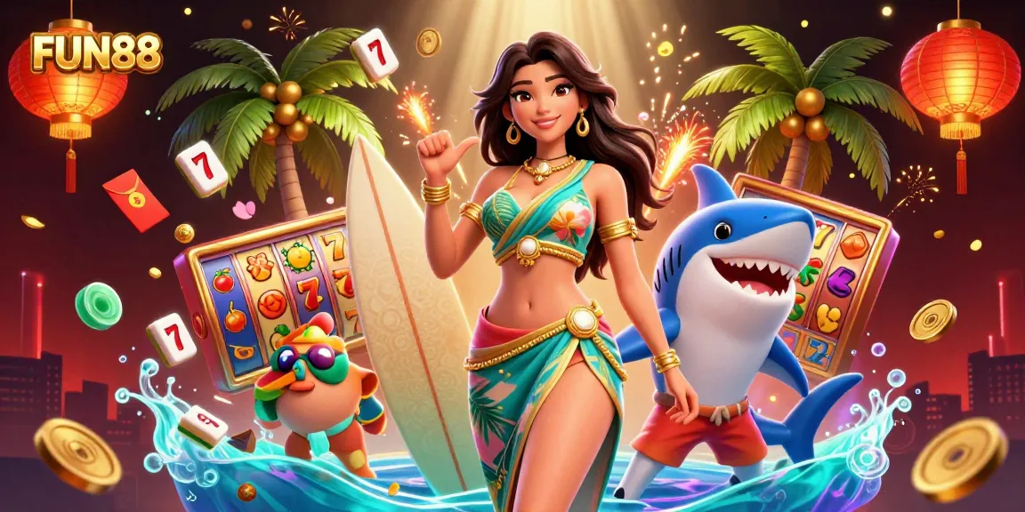 Win exciting jackpots and thrills with FUN88 in this vibrant online casino scene showcasing rich gaming elements.