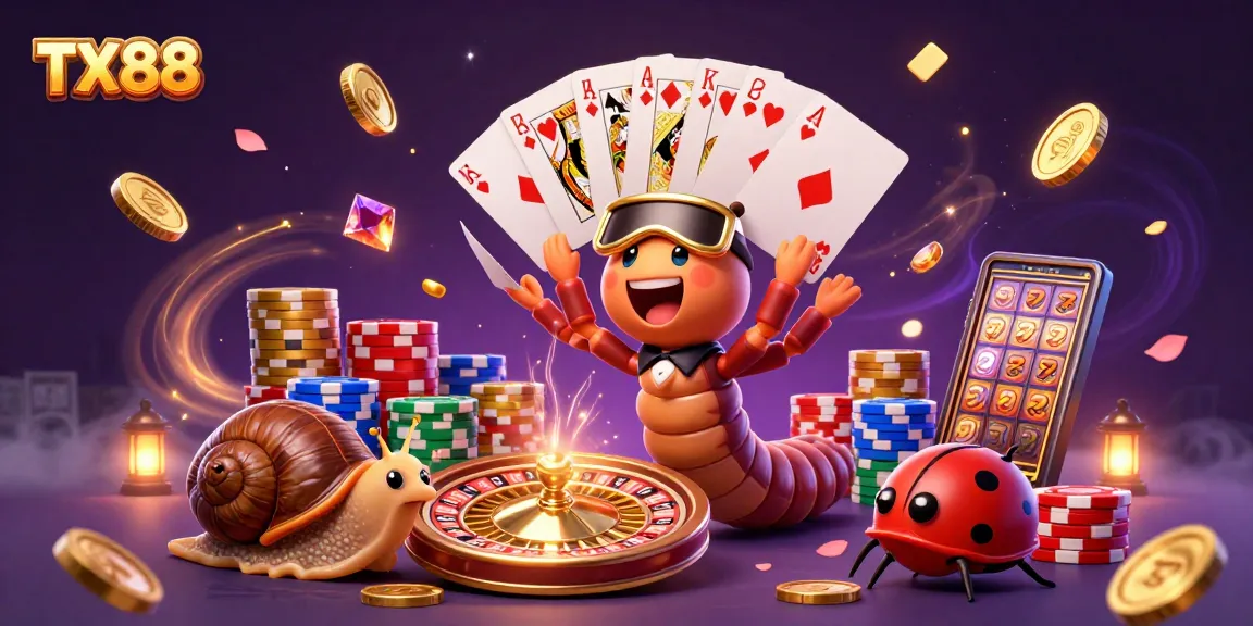 Experience the thrilling action of TX88 with dynamic casino characters and vibrant game elements.
