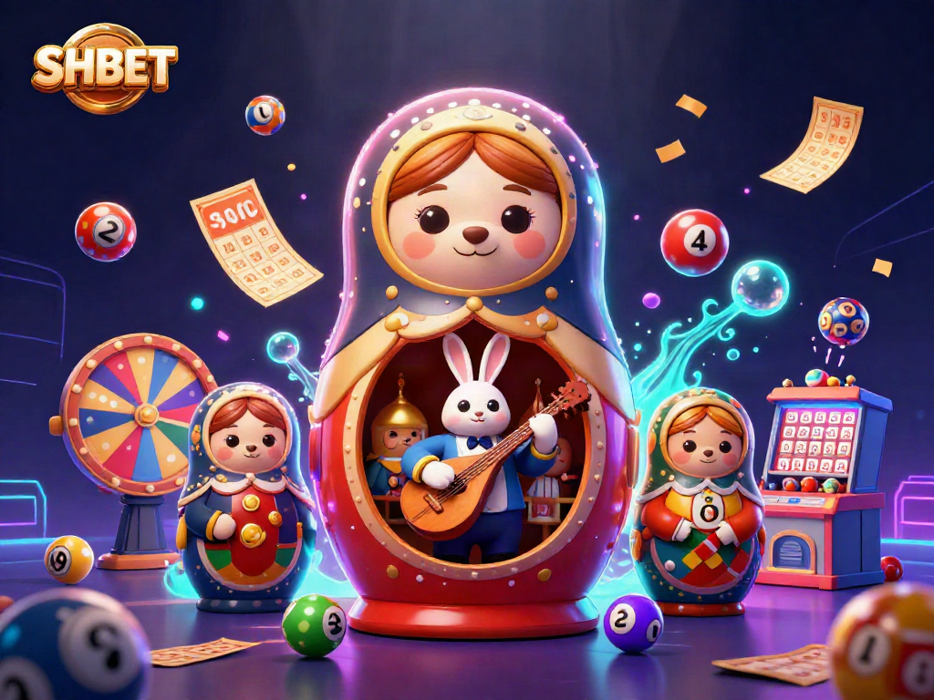 SHBET captures vibrant action with a festive 3D casino scene featuring colorful elements and characters.