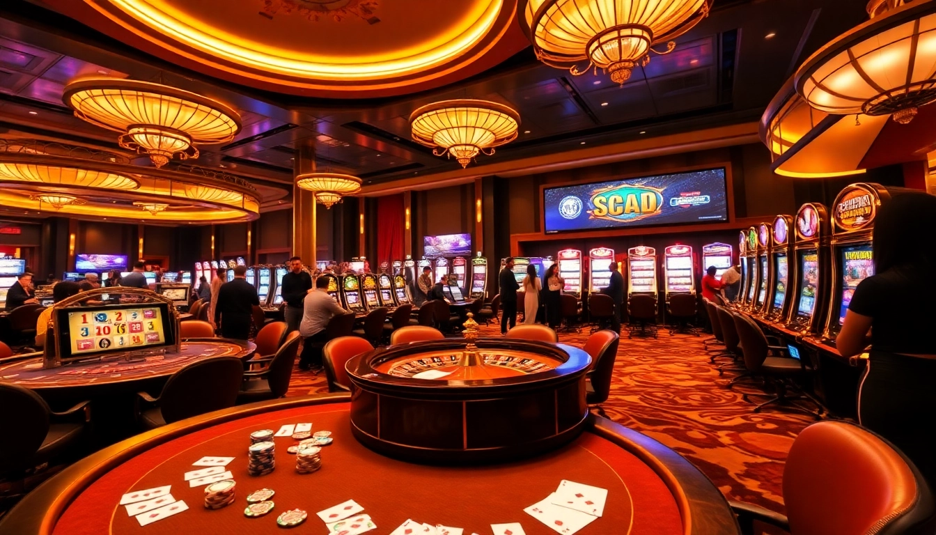 Experience the thrill of gambling at https://thabet.cx/ with vibrant casino tables, exciting slot machines, and players enjoying their games.